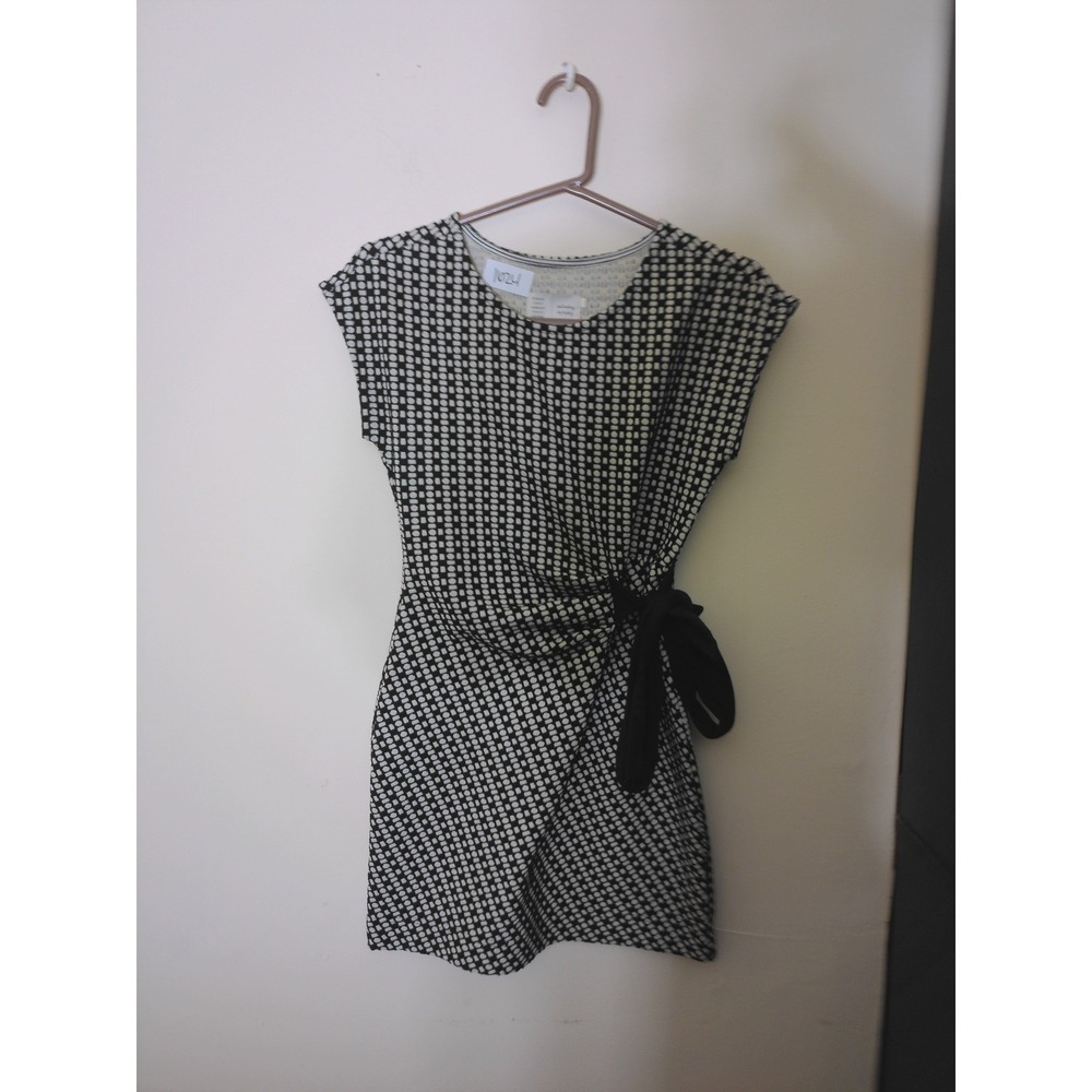 Saturday Sunday Knit Top Womens XXSP Black Cream Geometric Tie Anthropologie